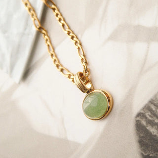 Stone Pendant Chain Necklace- Green