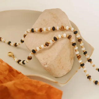 Boho Beaded Necklace- Brown