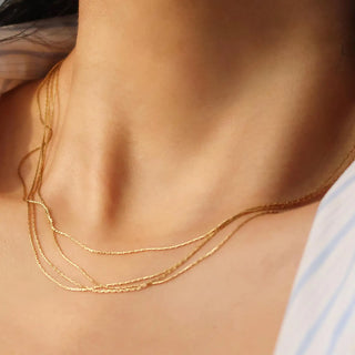 Layered Dainty Chain Necklace- Yellow Gold
