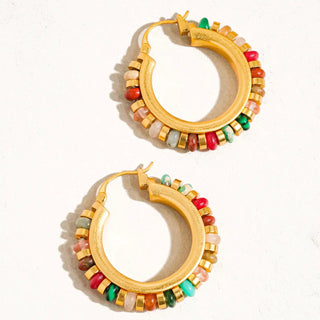 Color Beaded Hoop Earring- Multi