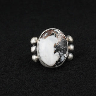 Kathleen Livingston White Buffalo & Sterling Silver Ring Size 8