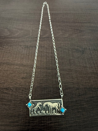 Horse Carved Turquoise Necklace