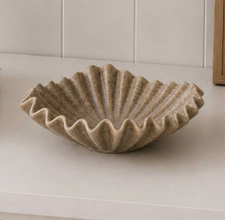Beige Ceramic Ruffle Dish