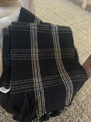 Blend Throw - Black, White, & Tan Plaid