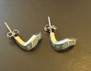 Zuni - Boomerang Turquoise Inlay Earrings