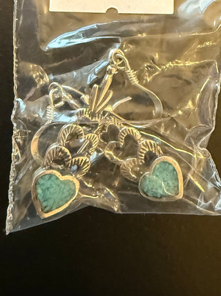 Turquoise Heart Dangle Earrings