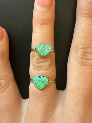 Sterling Silver Green Sparkle Heart Ring