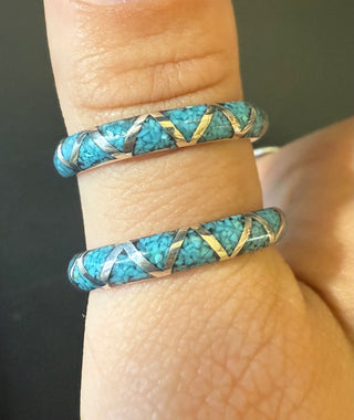 Triangle Pattern Turquoise Ring