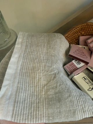 Mille Stripe Linen Tea Towel (earth)