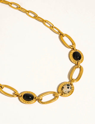 Gold Non-tarnish natural stone chain necklace
