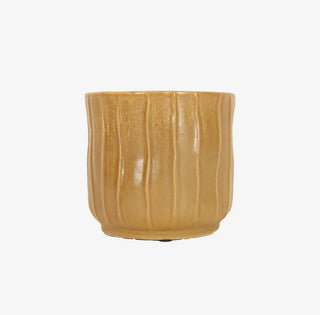 Ribbed Ceramic Planter Pot Brown