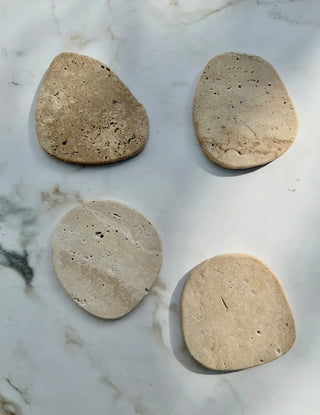 Beige Travertine Coaster, Set of 4