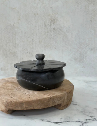Large Marble Trinket Box, Black