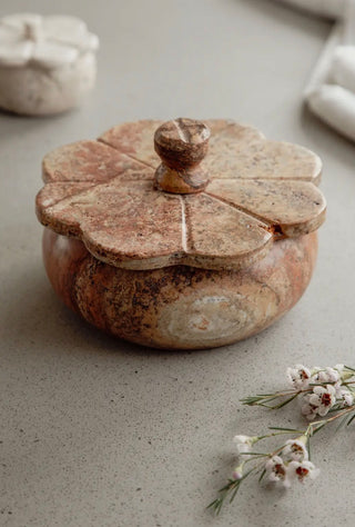 Large Rust Travertine Trinket Box