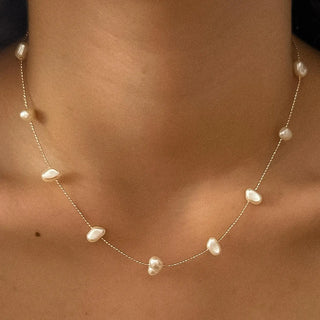 Petite Pearl Necklace- Yellow Gold