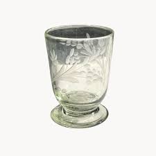 Hand Etched Footed Wine Glass