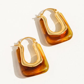 Boho U-Shaped Hoop Earring- White